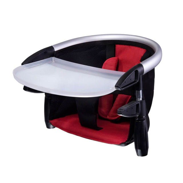 phil&teds lobster high chair in red colour with food tray 3/4 view_red