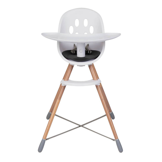 phil&teds primé poppy chaise haute à pieds en bois avec food tray montré à partir de la doublure de siège front_black