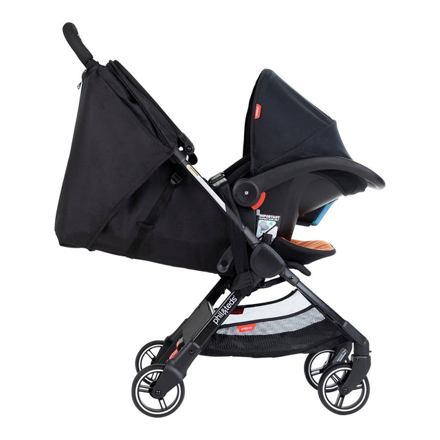 phil&teds go light and compact buggy full relicne with alpha travel system belt side view_charcoal
