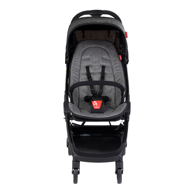 phil&teds go light and compact buggy in charcoal grey front view_charcoal