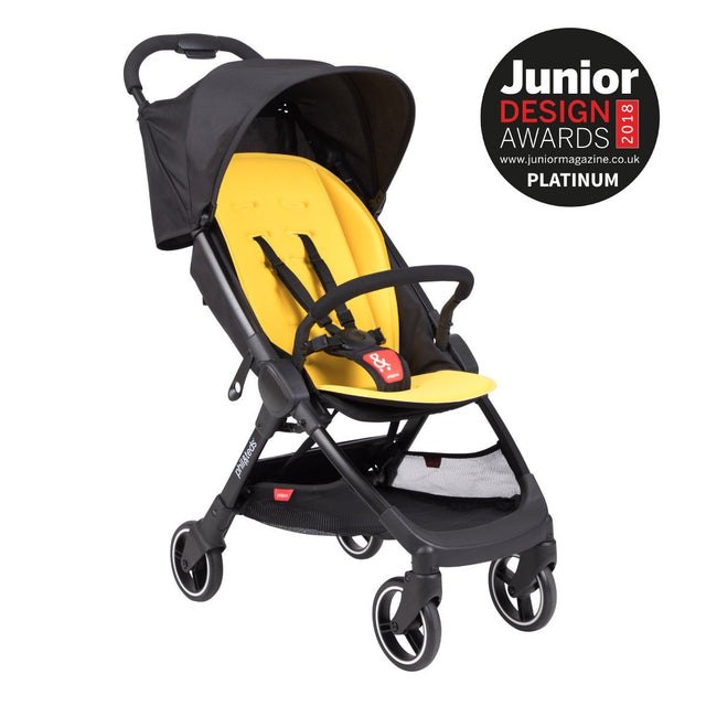 phil&teds go buggy v1 award winning compact lightweight stroller in lemon yellow 3qtr view_lemon