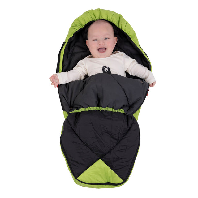 phil&teds snuggle & snooze sleeping bag with baby inside in apple top view_apple