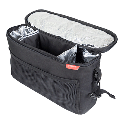 phil&teds caddy storage bag in black fully stocked 3/4 view_black