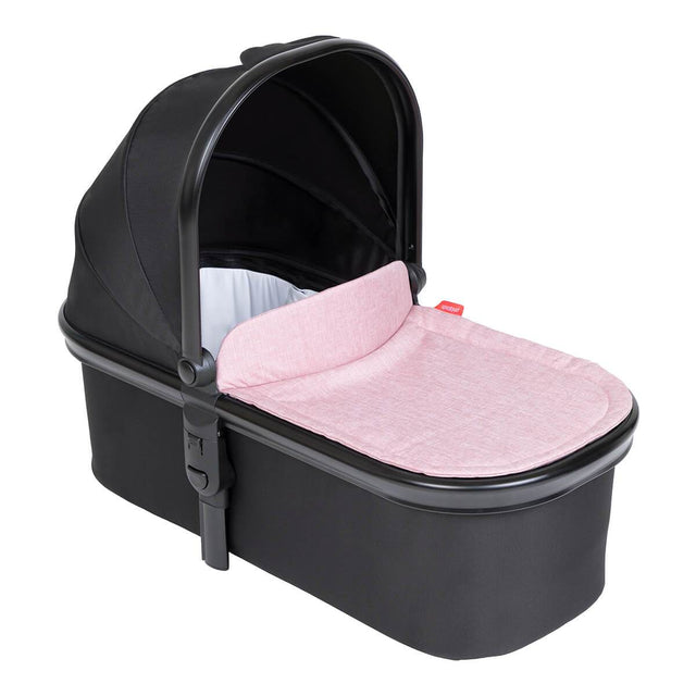 phil&teds snug carrycot with blush lid 3/4 view_blush